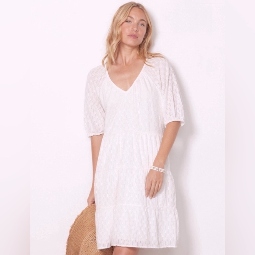 Evereve | Roan + Ryan | Arabella Tiered Mini Dress | White | XS